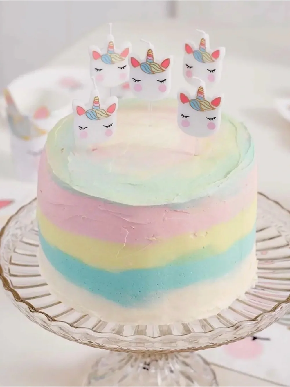 White Unicorn Candles - Set of Party Picks 5 per package